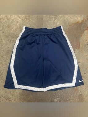 Y2K Nike Shorts Swoosh Mens Medium Navy Breathable Lightweight 00s Baggy Sports